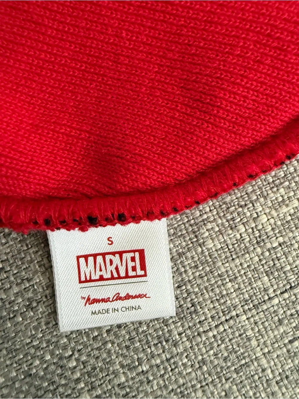 Kids Marvel Red and black Spiderman Mask Beanie - knit Hat
